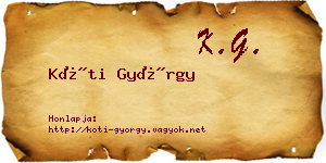 Kóti György névjegykártya