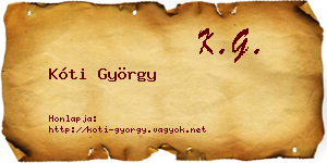 Kóti György névjegykártya